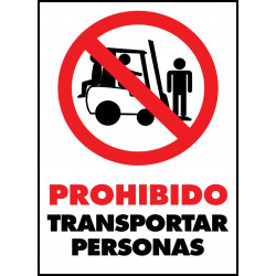 Cartel Prohibido Transportar Personas - Carretilla