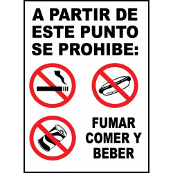 Cartel A Partir de Este Punto Se Prohibe: Fumar, Comer y Beber