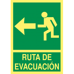 Cartel Fotoluminiscente Ruta de Evacuación - Flecha Izquierda