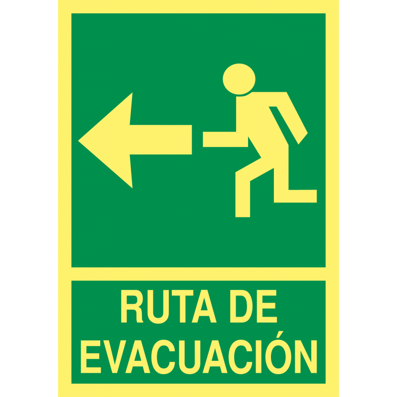 Cartel Fotoluminiscente Ruta de Evacuación - Flecha Izquierda