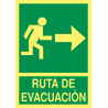 Cartel Fotoluminiscente Ruta de Evacuación - Flecha Derecha