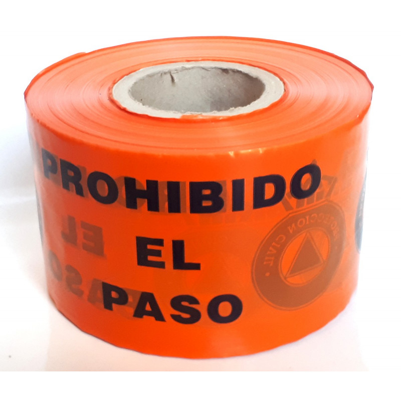 amortiguar ángulo Reciclar Rollo Cinta de Señalización Protección Civil - Prohibido el Paso 250m. -  10cm