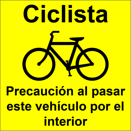 Pegatina Ciclista - Precaución al pasar este vehículo por el interior