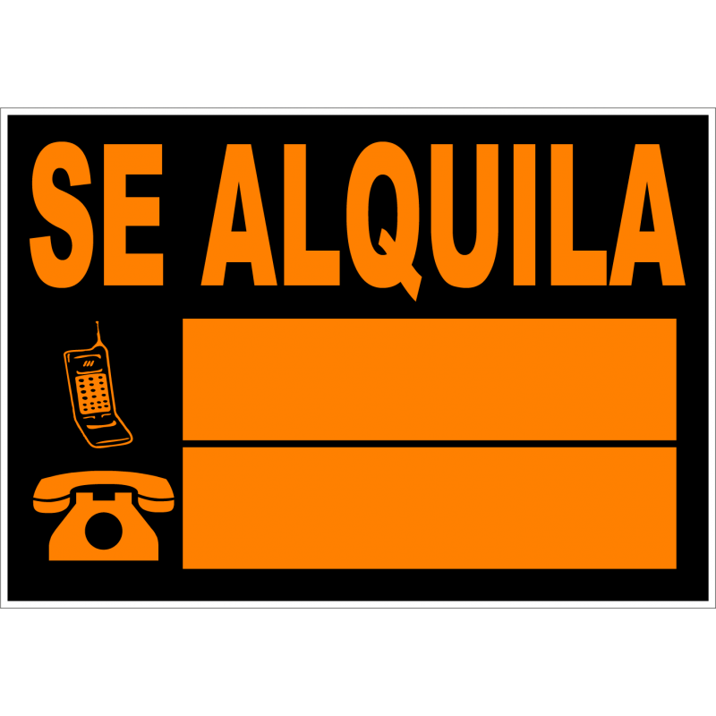 Cartel Se Alquila - Negro-Naranja