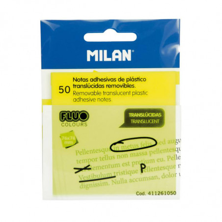Bloc Notas Adhesivas Transparentes Milán Fluor - 50 hojas