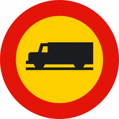 Señal Metálica Vial Entrada prohibida a vehículos de transporte de mercancías 50cm