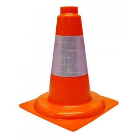 Cono NARANJA PVC Flexible 30cm 1 pieza. Banda Reflex 10cm