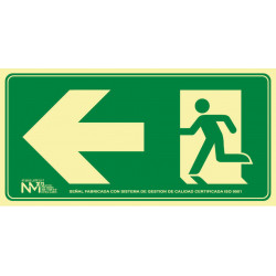 Señal Fotoluminiscente Evacuación Flecha Izquierda 32x16cm UNE 23035/4