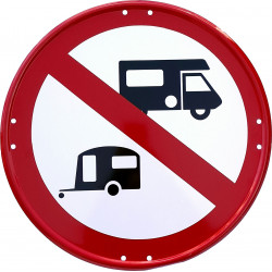 Señal Metálica Prohibido Caravanas y Autocaravanas