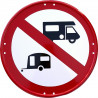 Señal Metálica Prohibido Caravanas y Autocaravanas