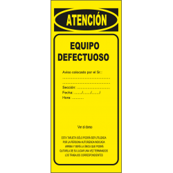 Tarjeta de Señalización - Equipo defectuoso