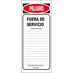 Tarjeta de Señalización - Fuera de servicio