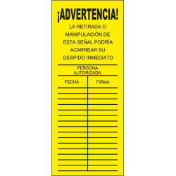 Tarjeta de Señalización - Andamio