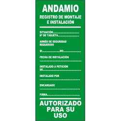 Tarjeta de Señalización - Andamio