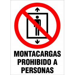 Cartel Montacargas Prohibido a Personas