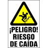 Señal ¡Peligro! Riesgo de Caída por Escalera - Tamaño A4