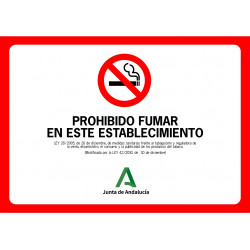 Señal Prohibido Fumar en este Establecimiento - Andalucía - Tamaño A4