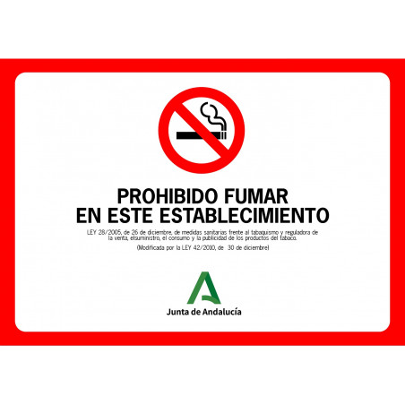 Señal Prohibido Fumar en este Establecimiento - Andalucía - Tamaño A4