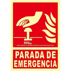 Señal Fotoluminiscente Parada de Emergencia UNE 23035 - Tamaño A4