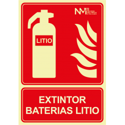 Señal Fotoluminiscente Extintor 🧯 Baterías 🔋 Litio UNE 23035