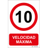 Cartel Velocidad Máxima 10Km/h ISO 7010:2012 - Tamaño A4