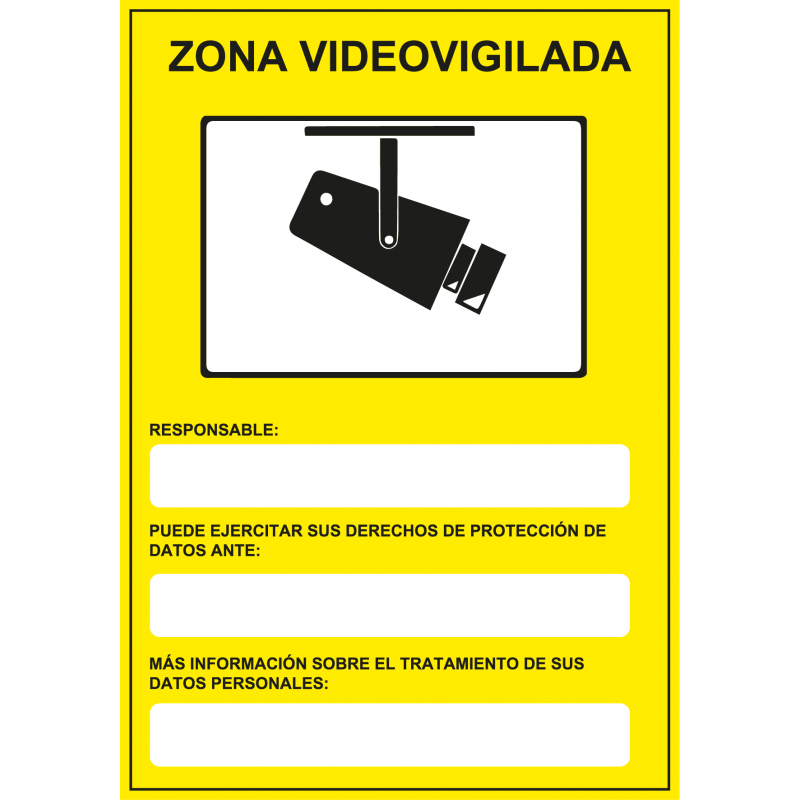 Cartel Zona Vídeo Vigilada - Datos Empresa - Tamaño A4