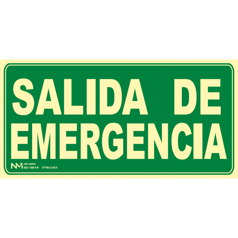 Señal Fotoluminiscente Salida de Emergencia UNE 23035/4
