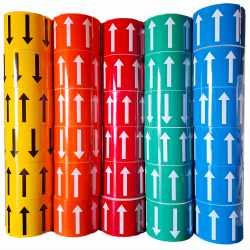 Señalización para Tuberías - Rollo Adhesivo para Tuberías - 100mm x 15m. - Varios colores