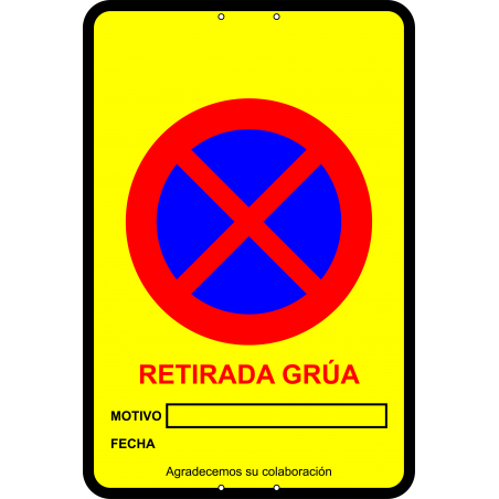 Señal Polipropileno Retirada Grúa Obras - Señalización Circunstancial