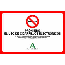 Señal Prohibido el Uso de Cigarrillos Electrónicos - Andalucía - Tamaño A4