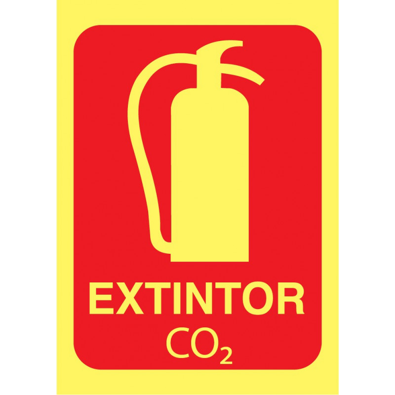Cartel Fotoluminiscente Extintor CO2