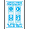 Cartel Uso Obligatorio de Normas de Seguridad - Acústica, Botas, Gafas, Guantes