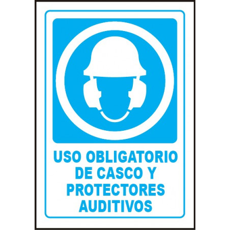 Cartel Uso Obligatorio de Casco y Protectores Auditivos