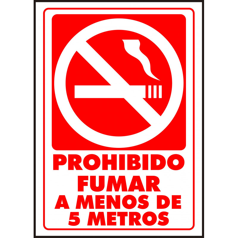 Cartel Prohibido Fumar a Menos de 5 Metros