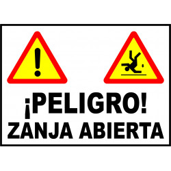 Cartel Peligro Zanja Abierta Material PVC 0 7mm Tama o 50x70cm B2 Cartel Peligro Zanja Abierta Material PVC 0 7mm Tama o 50x70cm B2