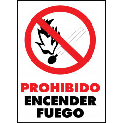 Cartel Prohibido Encender Fuego