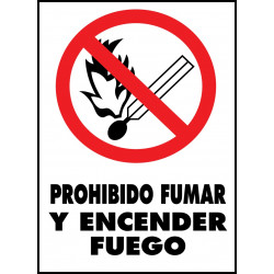 Cartel Prohibido Fumar y Encender Fuego 🚭